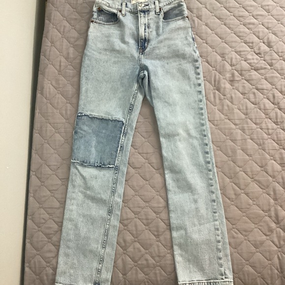 Abercrombie & Fitch Denim - Abercrombie & Fitch The Ankle Straight Ultra High Rise Jeans Patch Size 24/00L